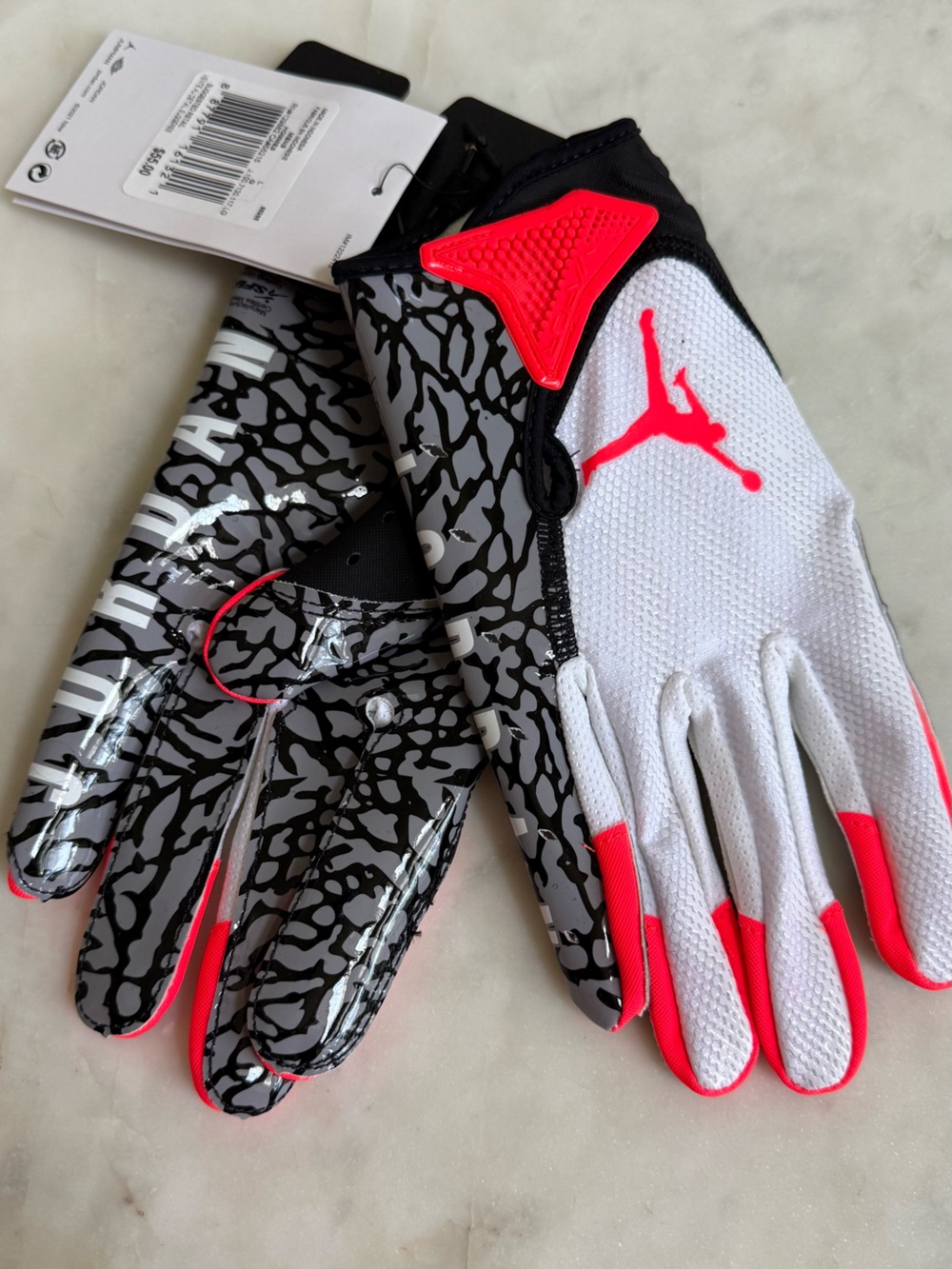 Jordan Men’s White & Hot Pink Performance Football Gloves